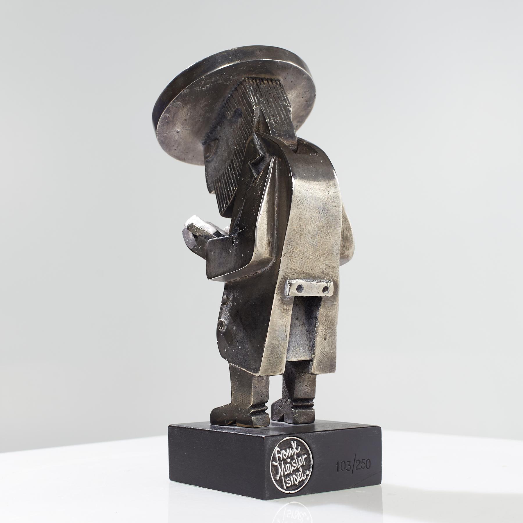 Frank Meisler Rare sculpture mécanique ancienne de lapin judaïque priant 103/250 Bon état - En vente à Countryside, IL