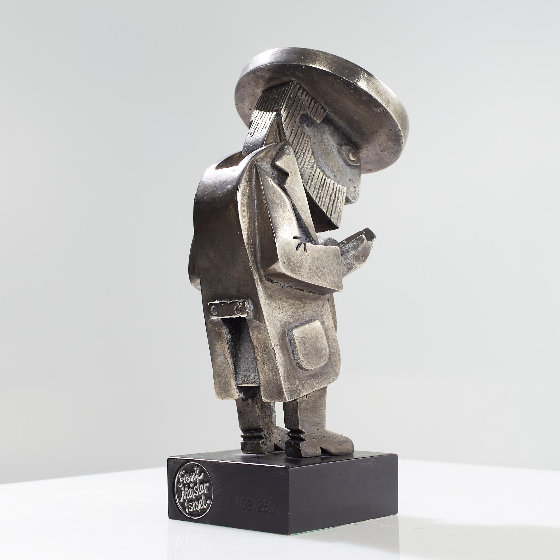 Métal Frank Meisler Rare sculpture mécanique ancienne de lapin judaïque priant 103/250 en vente