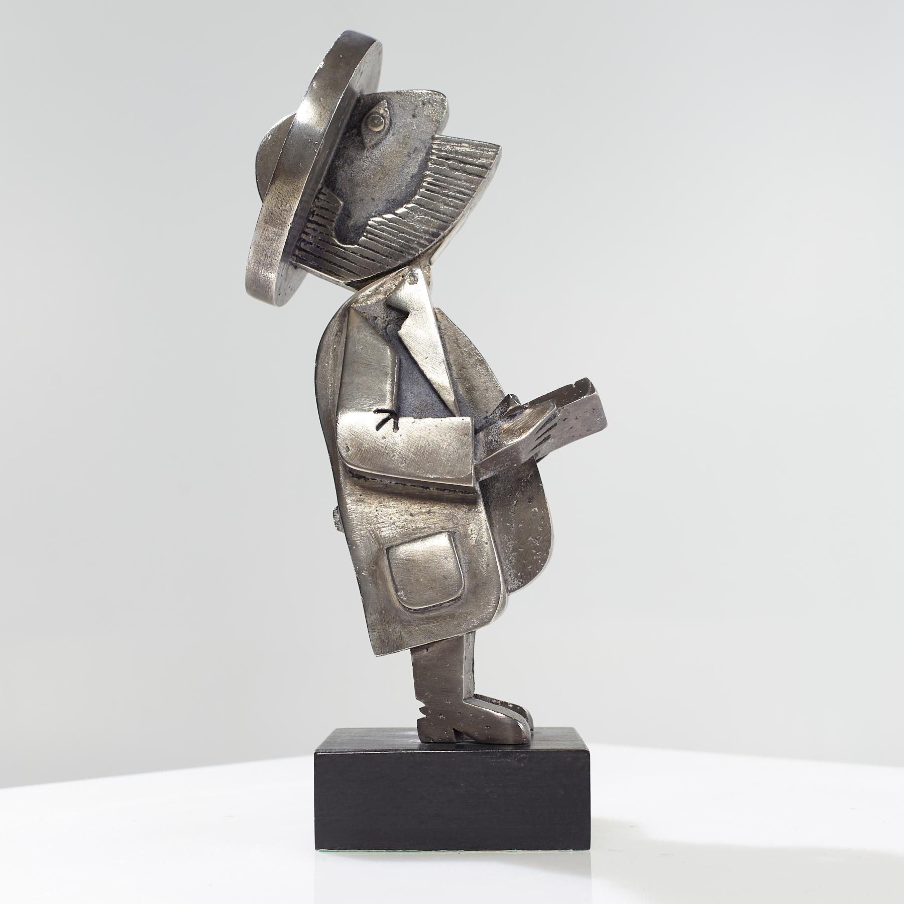 Frank Meisler Rare sculpture mécanique ancienne de lapin judaïque priant 103/250 en vente 2
