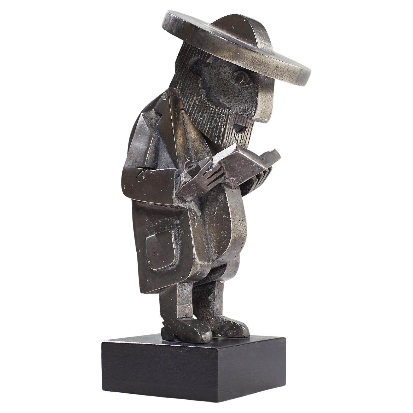 Frank Meisler Rare sculpture mécanique ancienne de lapin judaïque priant 103/250 en vente