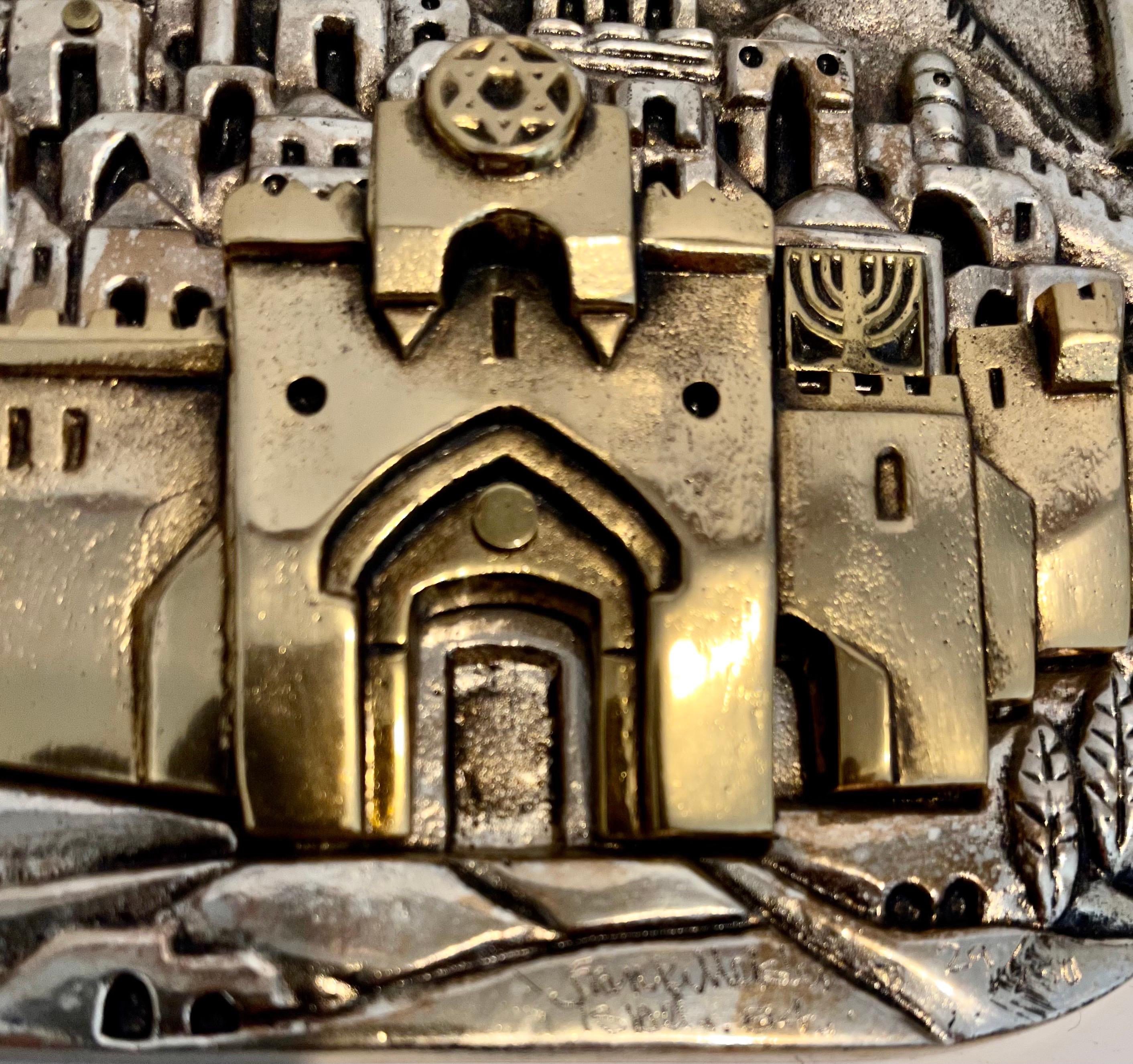 Rare Vintage Hebrew Jerusalem Judaica Prayer Plaque Wall Sculpture Frank Meisler 2