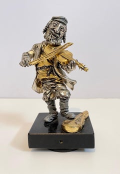 Rare sculpture vintage de musicien israélienne de Jérusalem judaïque Klezmer par Frank Meisler