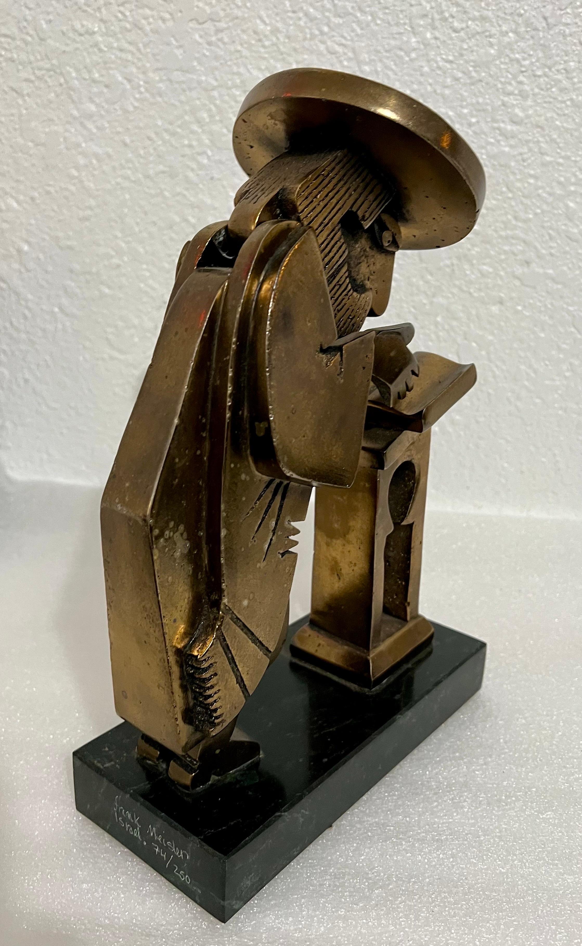 Rare Vintage Israeli Judaica Rabbi Praying Mechanical Sculpture Frank Meisler For Sale 10