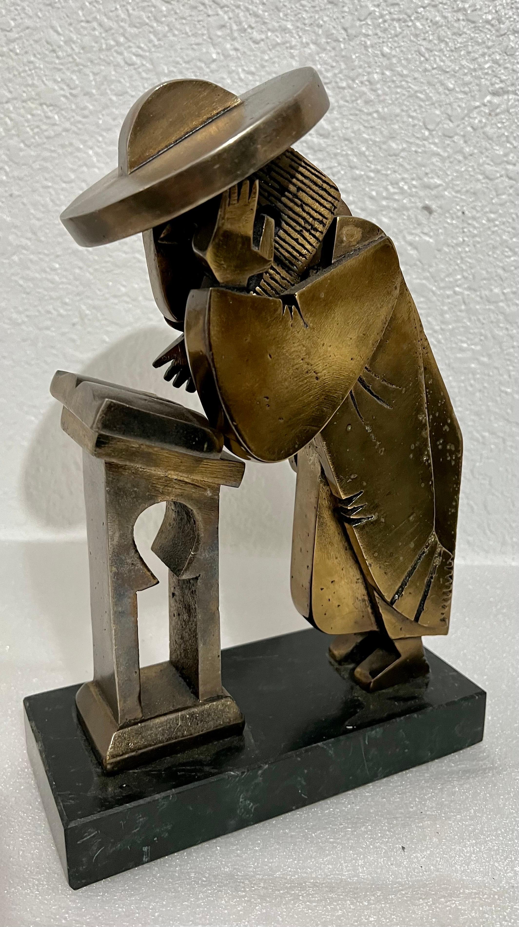 Raro Vintage Israeli Judaica Rabbi che prega Scultura meccanica Frank Meisler in vendita 4