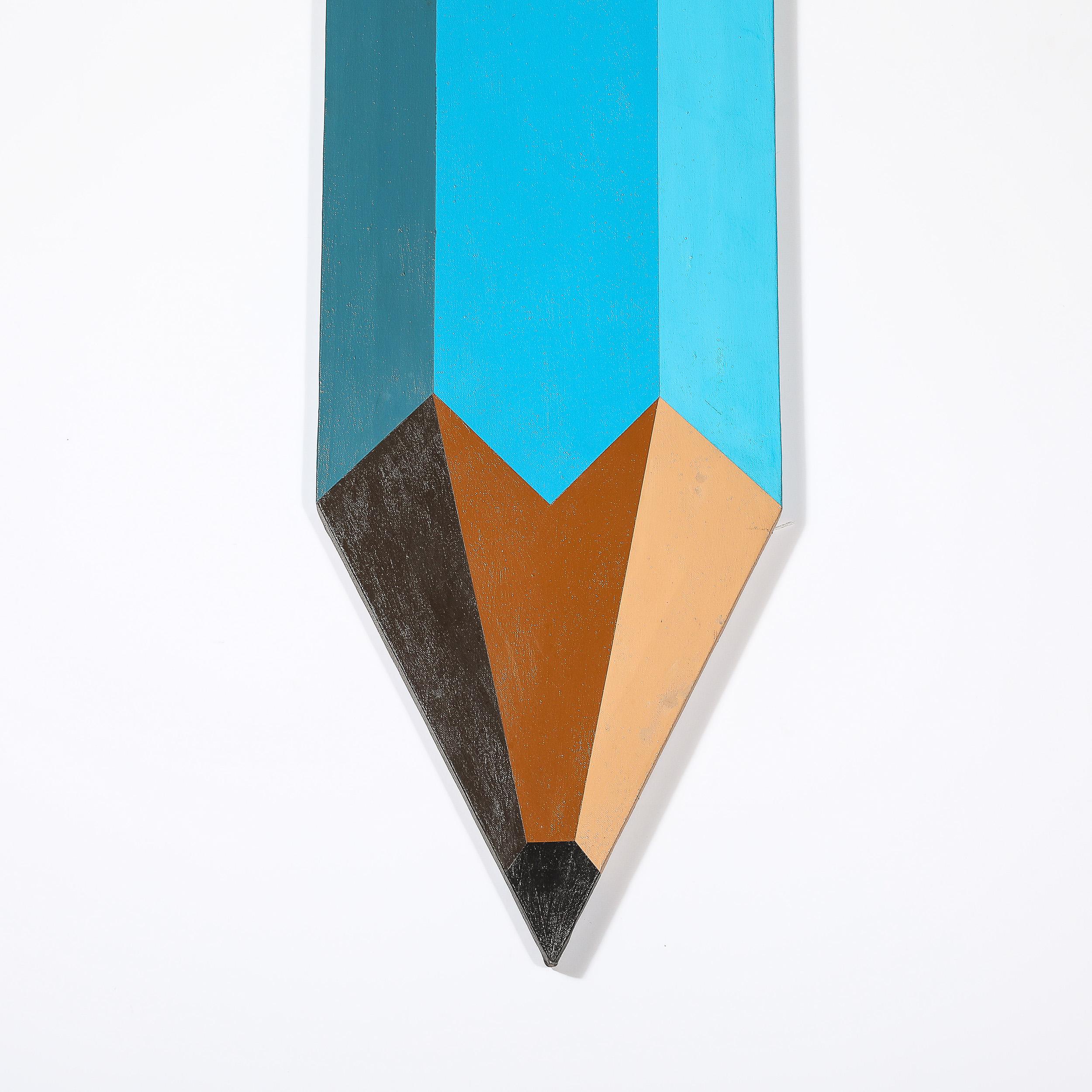 Pop Art Oil on Shaped Canvas Graphic Painting of a Pencil signed Frank Mesa For Sale 1