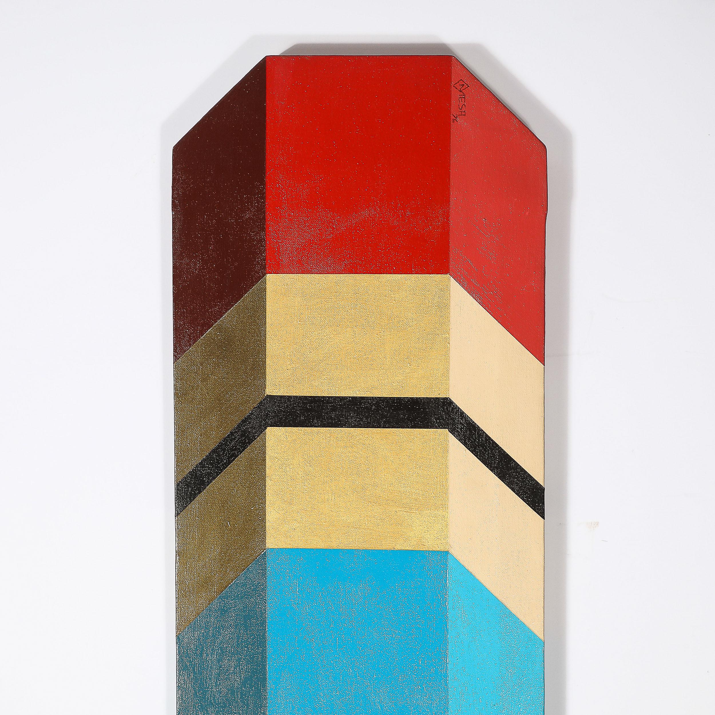 Pop Art Oil on Shaped Canvas Graphic Painting of a Pencil signed Frank Mesa For Sale 2