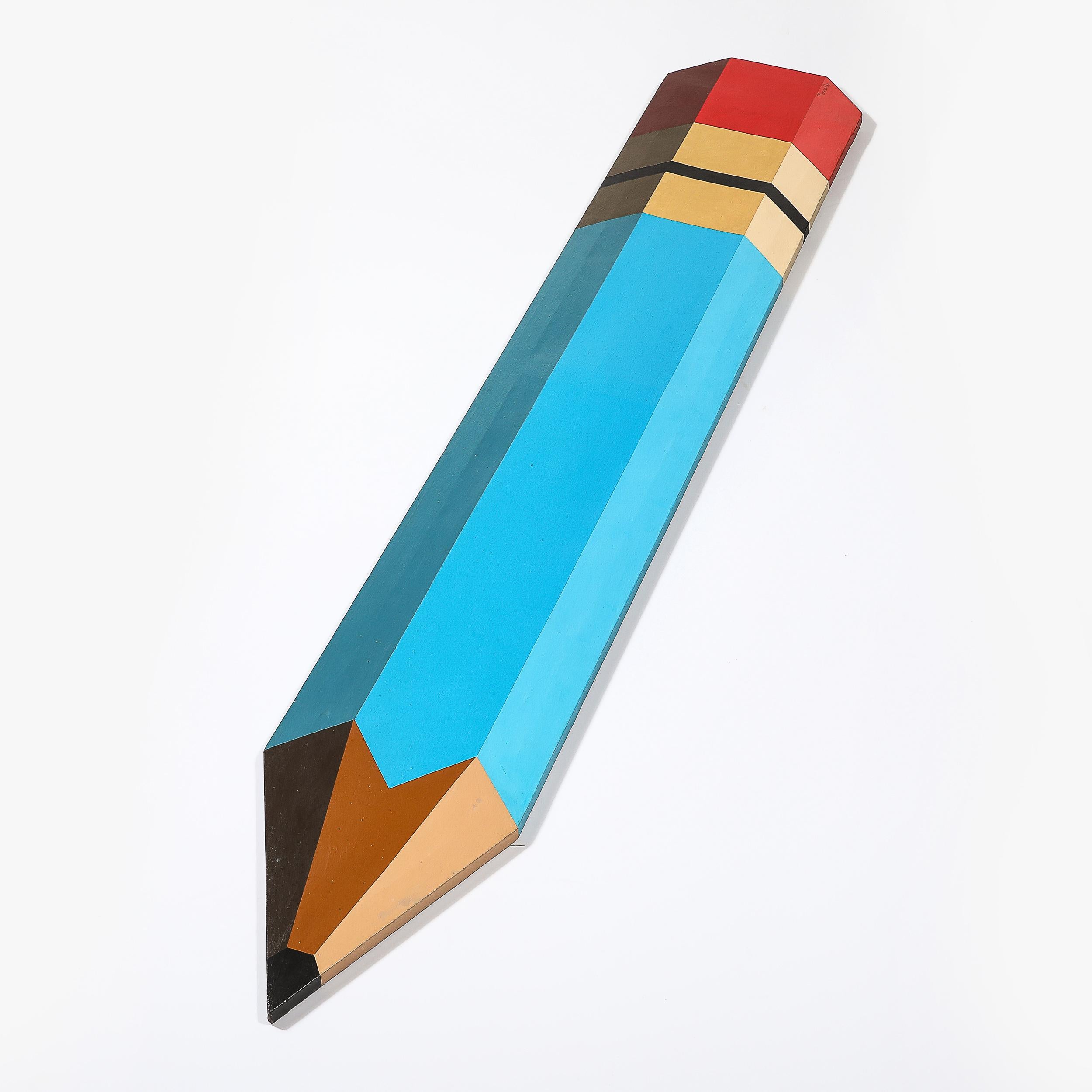 Pop Art Oil on Shaped Canvas Graphic Painting of a Pencil signed Frank Mesa For Sale 5