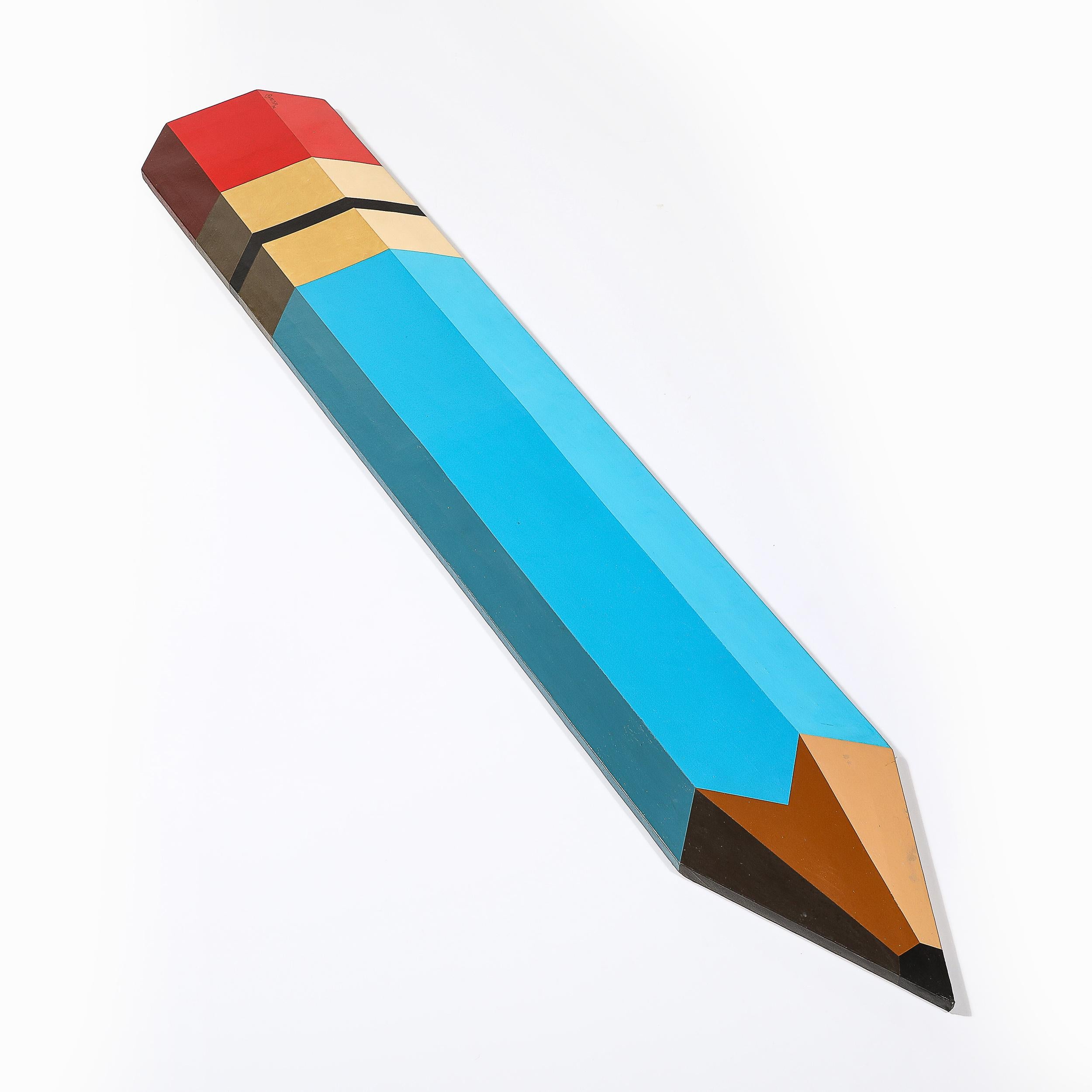 Pop Art Oil on Shaped Canvas Graphic Painting of a Pencil signed Frank Mesa For Sale 6