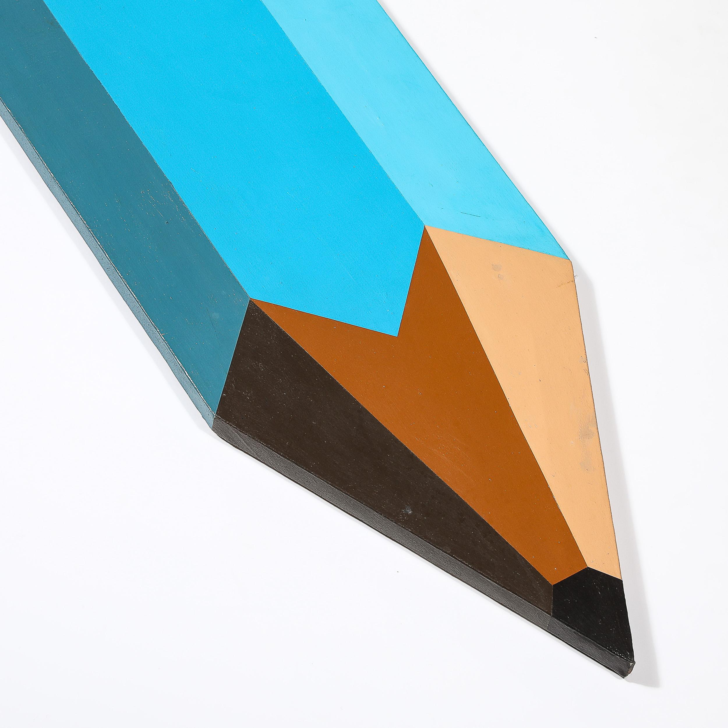 Pop Art Oil on Shaped Canvas Graphic Painting of a Pencil signed Frank Mesa For Sale 7