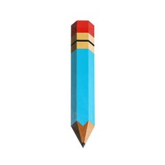 Pop Art Oil on Shaped Canvas Graphic Painting of a Pencil signed Frank Mesa
