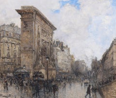 Porte St Denis, Paris - Late 19th Century Impressionist Painting
