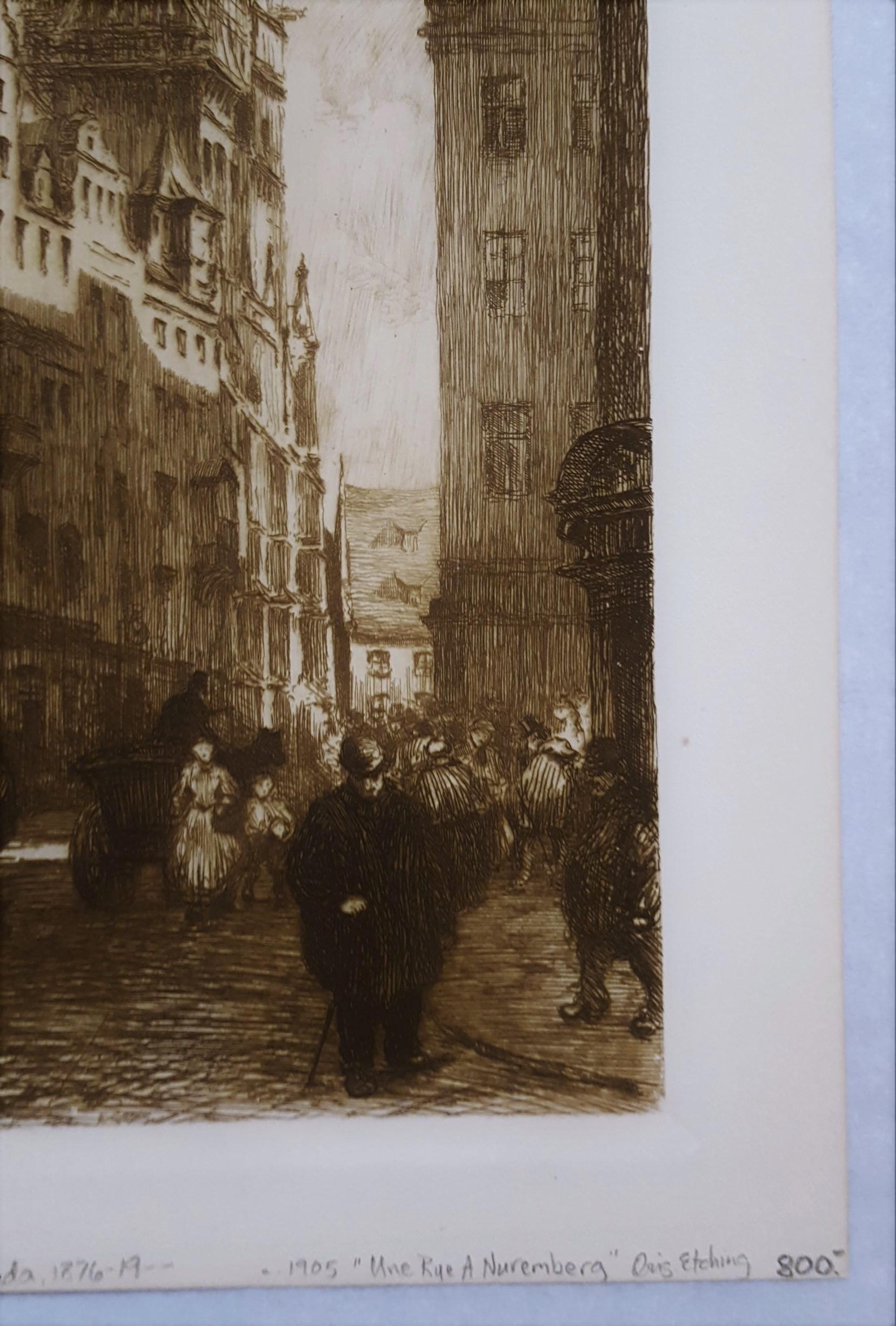 Une Rue a Nuremberg - Impressionist Print by Frank Milton Armington