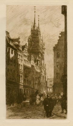 "Une rue a Nuremberg", acquaforte originale