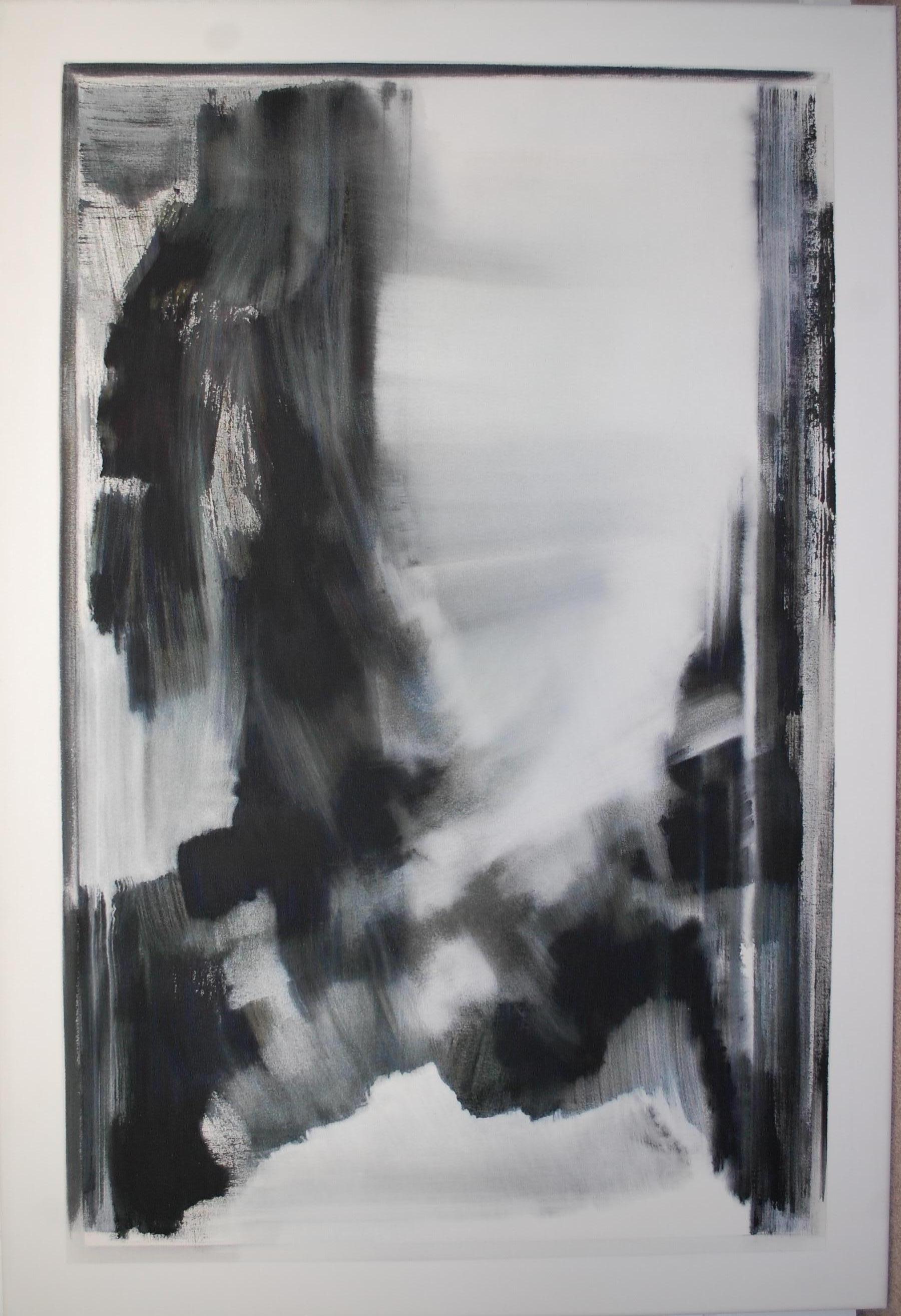 Prima della tempesta Pittura astratta in bianco e nero di grandi dimensioni - Painting di Frank Monaco