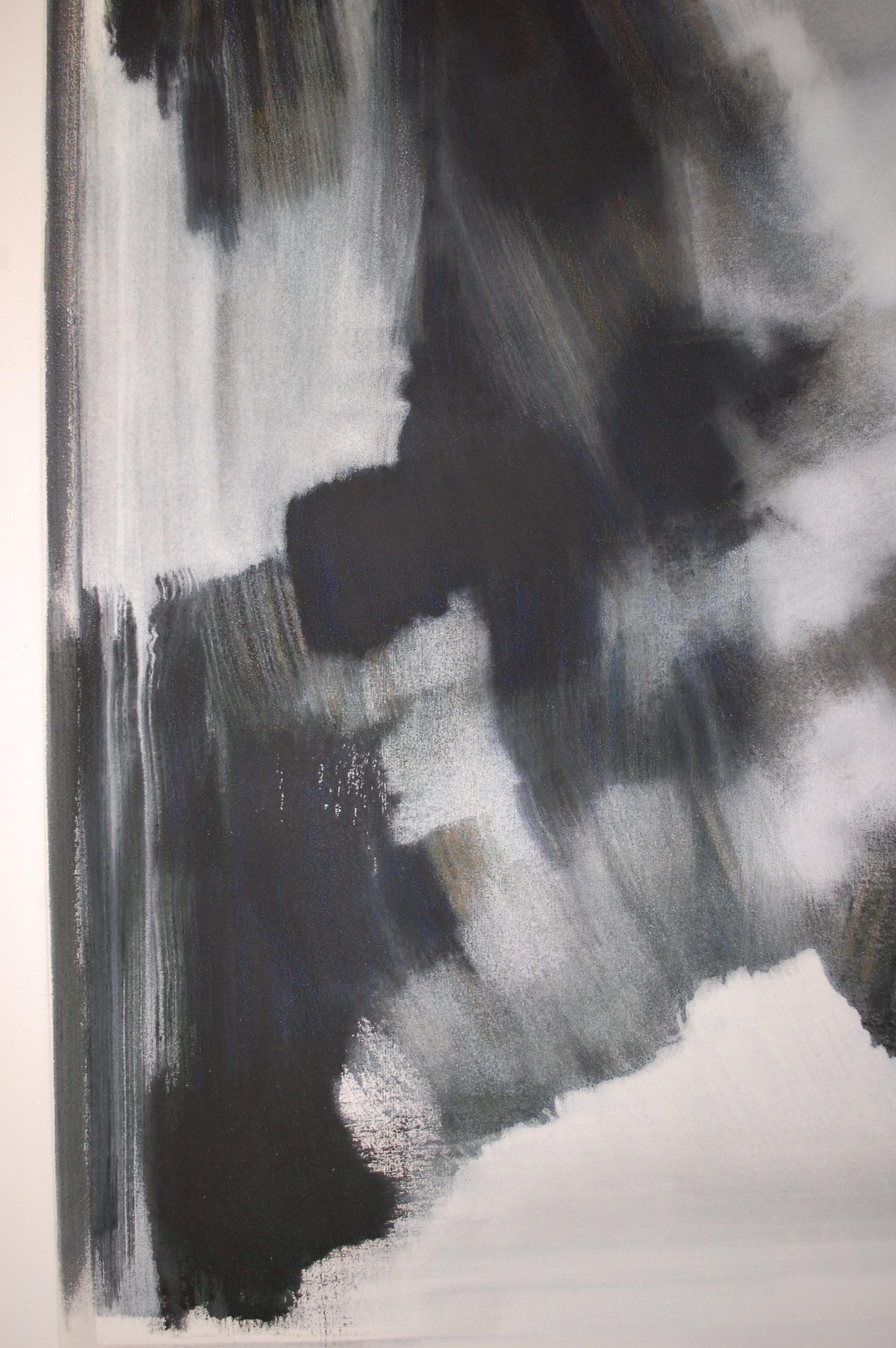Prima della tempesta Pittura astratta in bianco e nero di grandi dimensioni - Painting Astratto di Frank Monaco