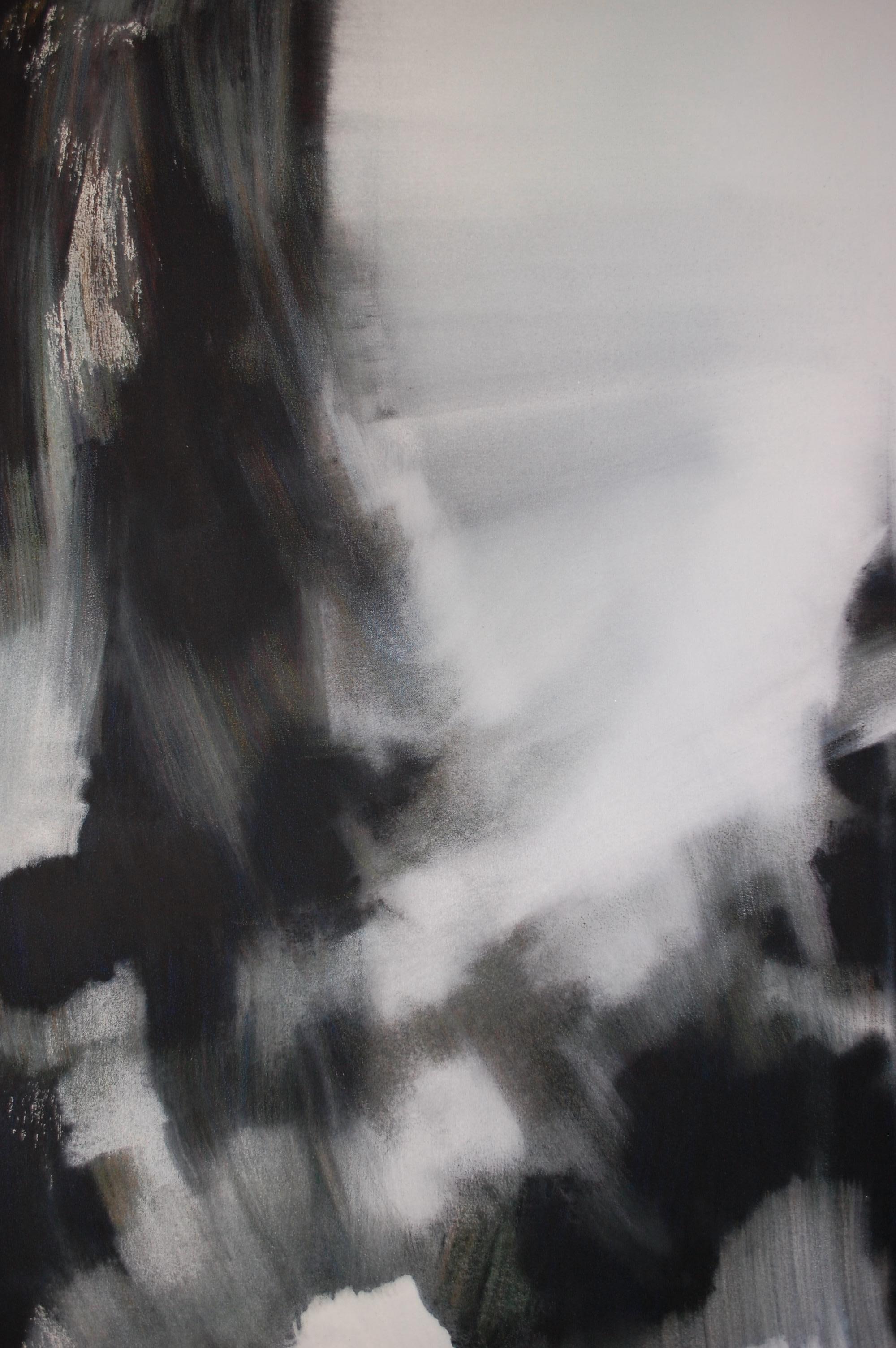 Prima della tempesta Pittura astratta in bianco e nero di grandi dimensioni in vendita 1