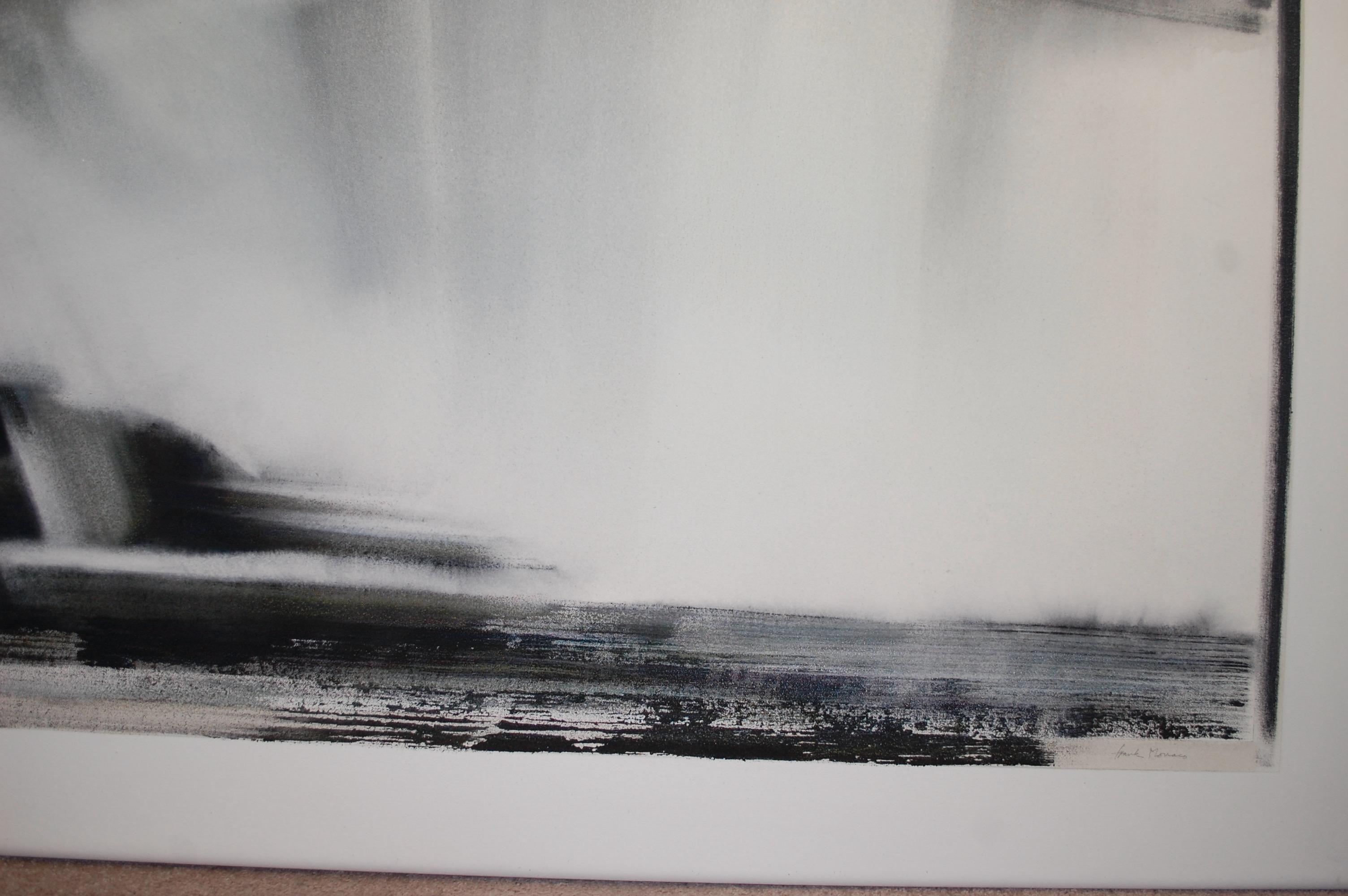 Before The Storm Peinture abstraite de grande taille en noir et blanc en vente 1