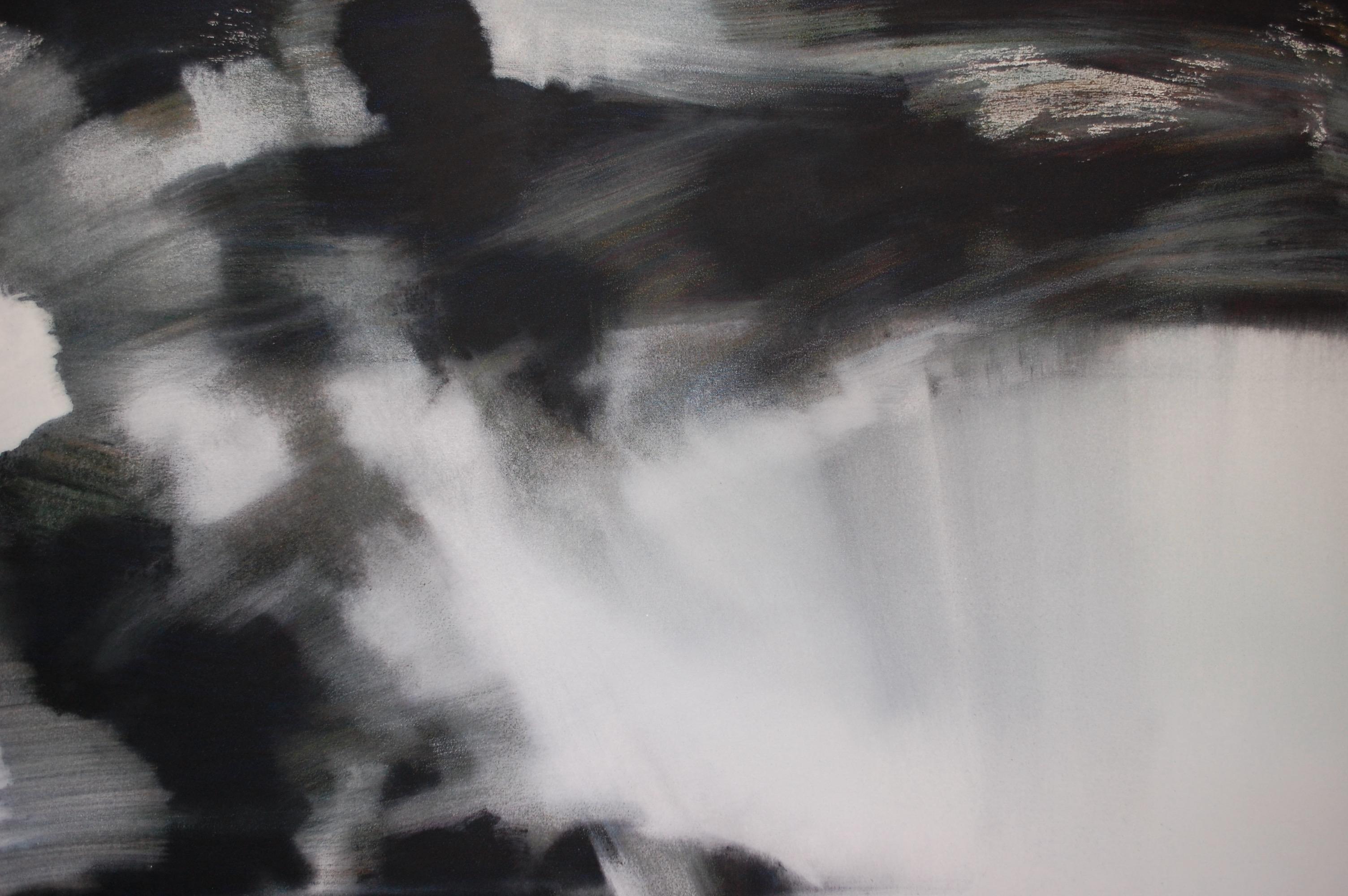 Before The Storm Peinture abstraite de grande taille en noir et blanc en vente 2