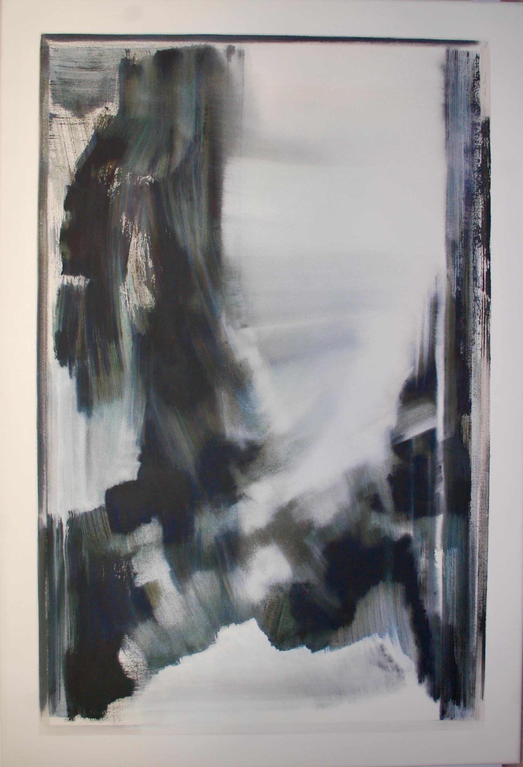 Before The Storm Peinture abstraite de grande taille en noir et blanc en vente 4