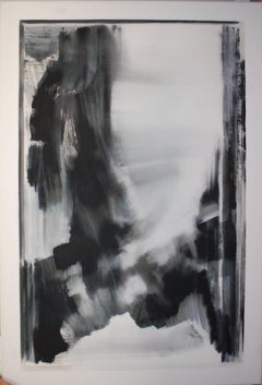 Before The Storm Peinture abstraite de grande taille en noir et blanc