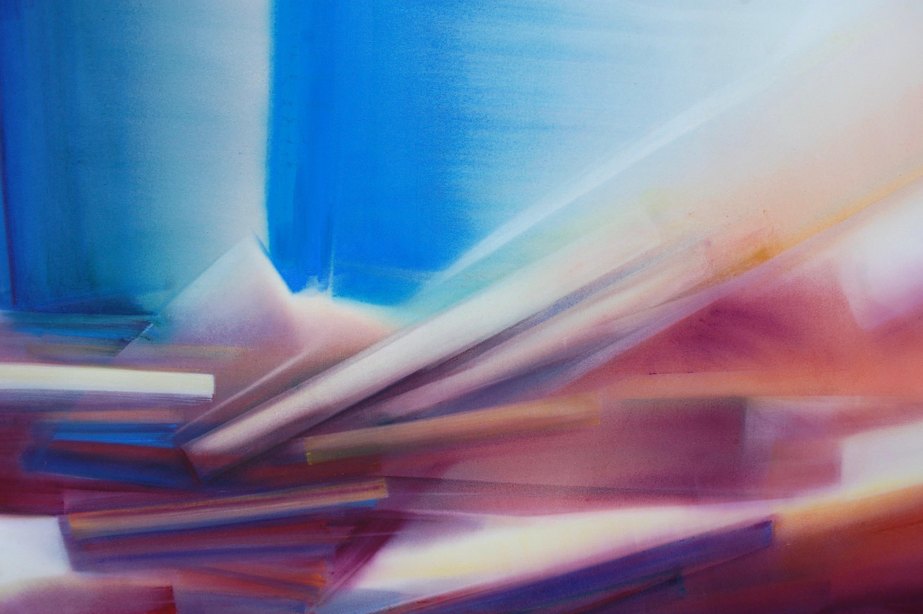 Inizio Grande Astratto Su Tela - Abstract Painting Grigio di Frank Monaco