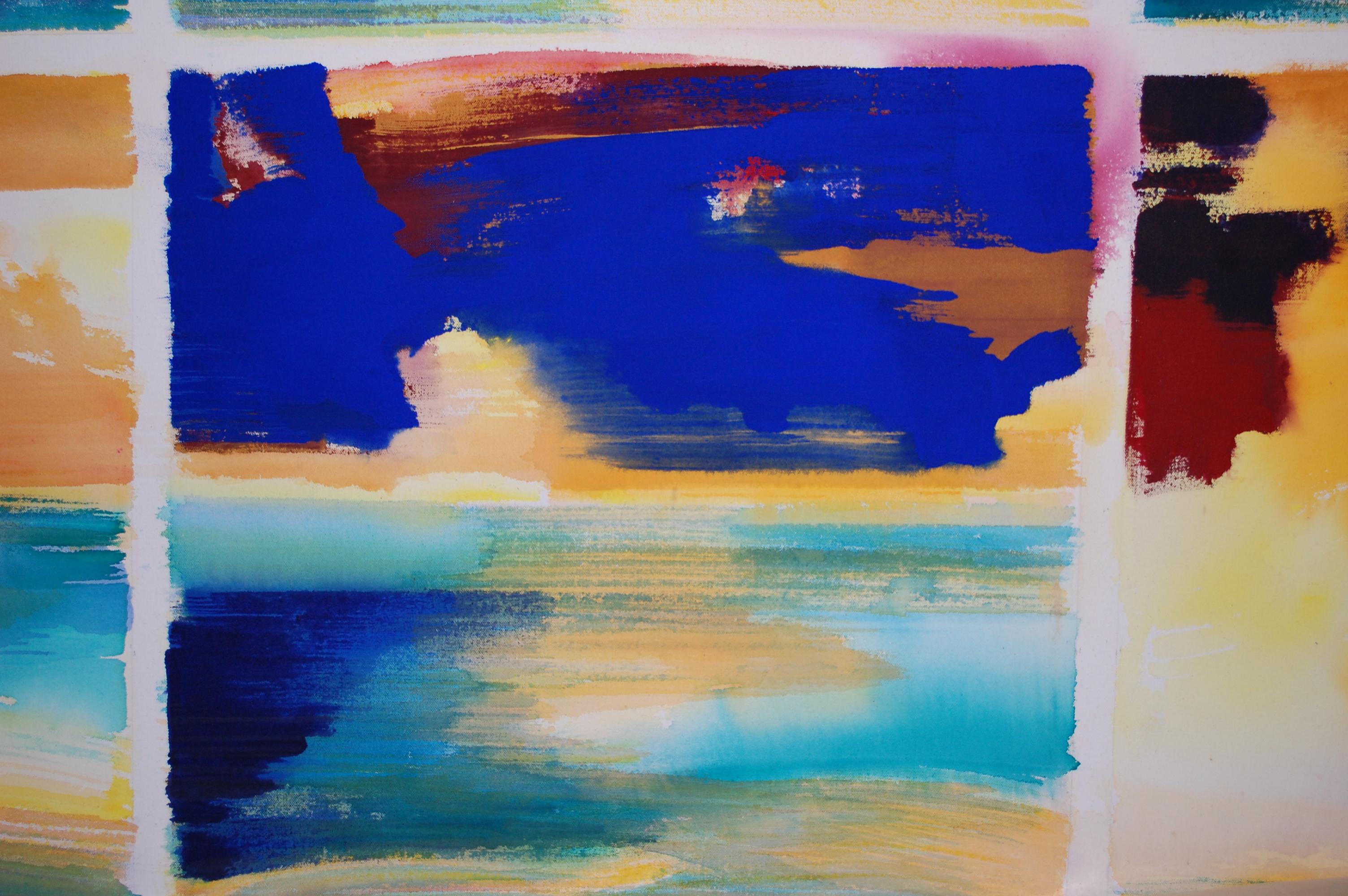 Großes abstraktes Gemälde, Gulfside Romance (Beige), Abstract Painting, von Frank Monaco