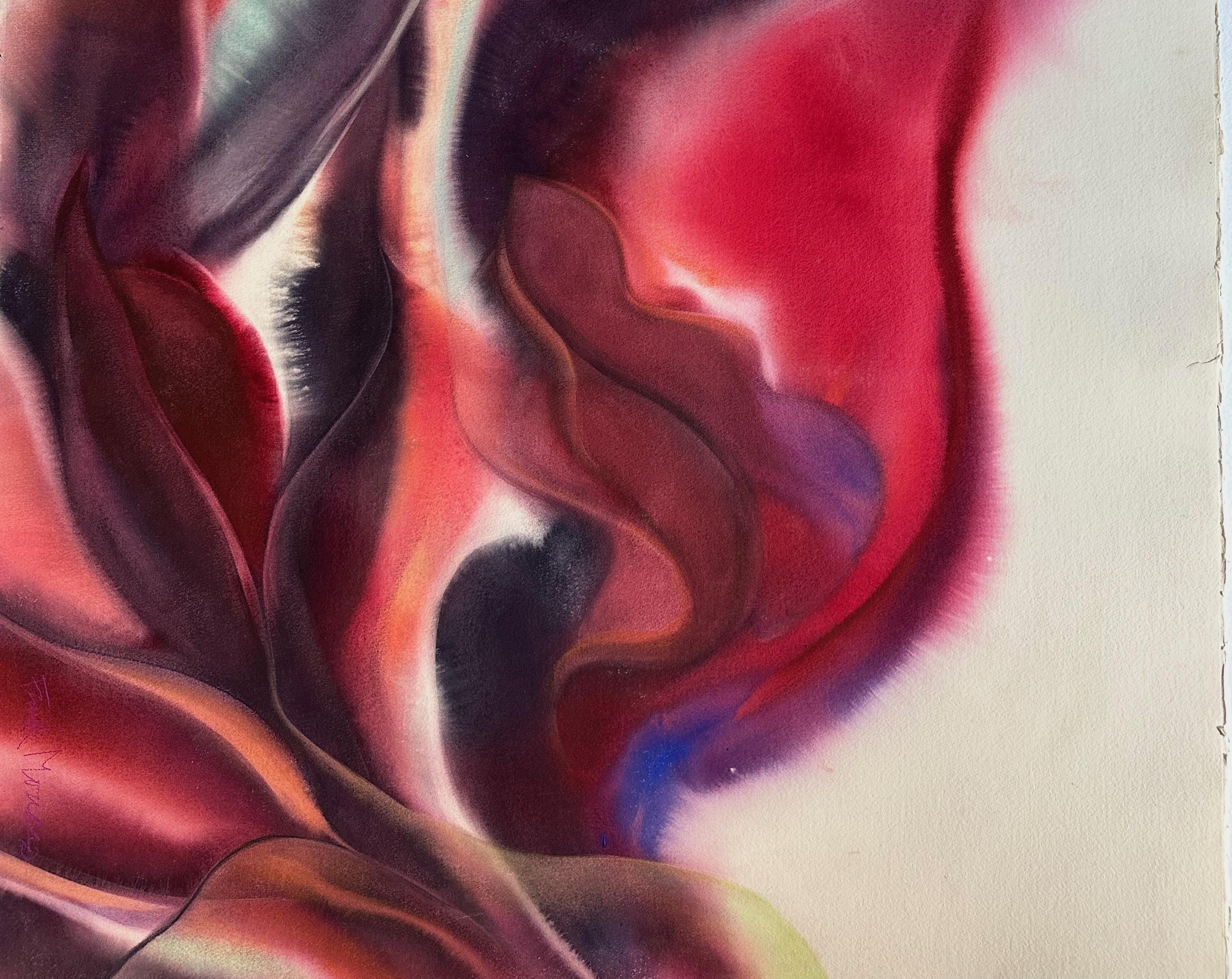 Hot Flame Abstract I Work On Paper - Painting by Frank Monaco