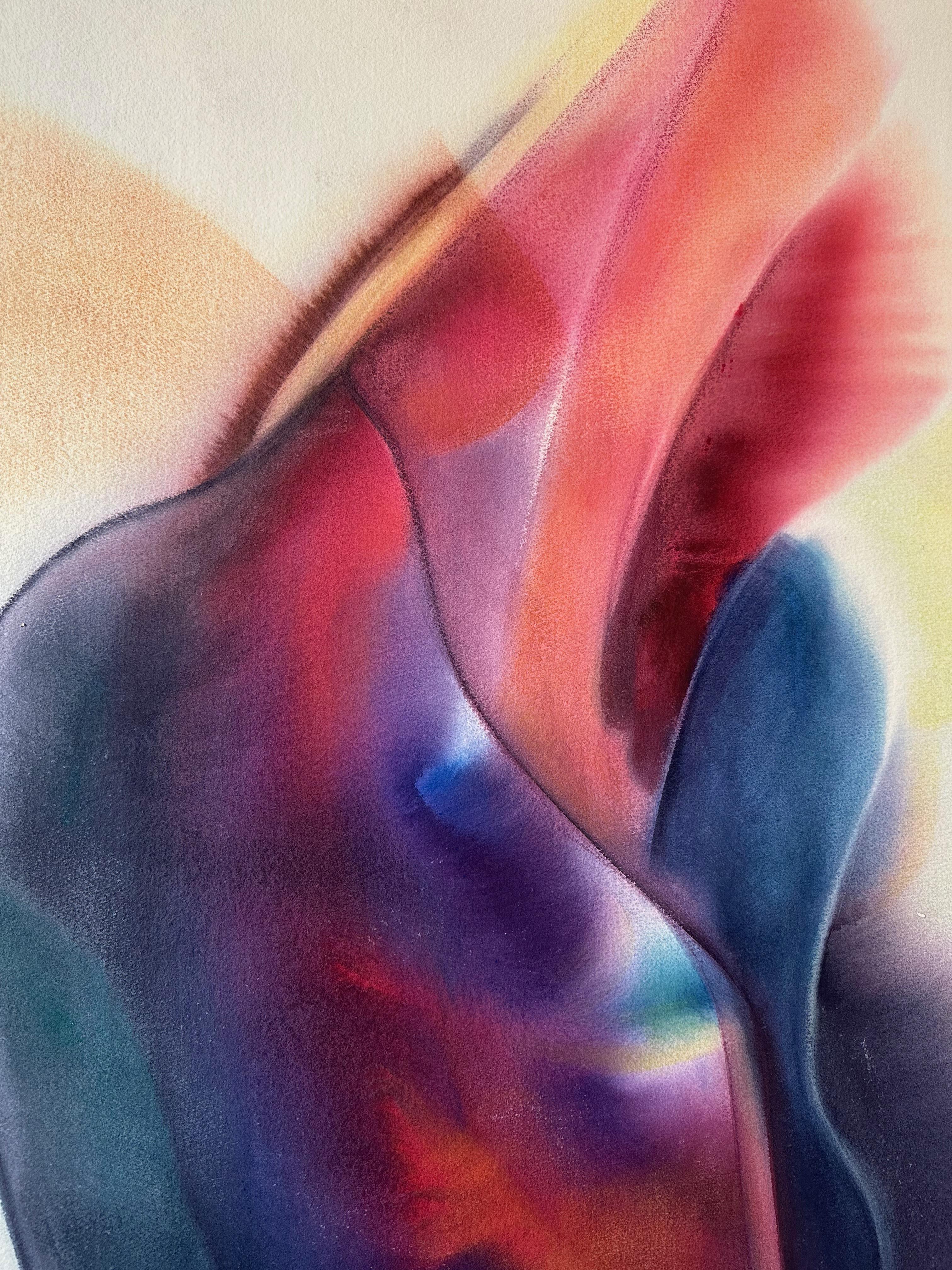 Hot Flame II Opera astratta su carta - Painting Astratto di Frank Monaco