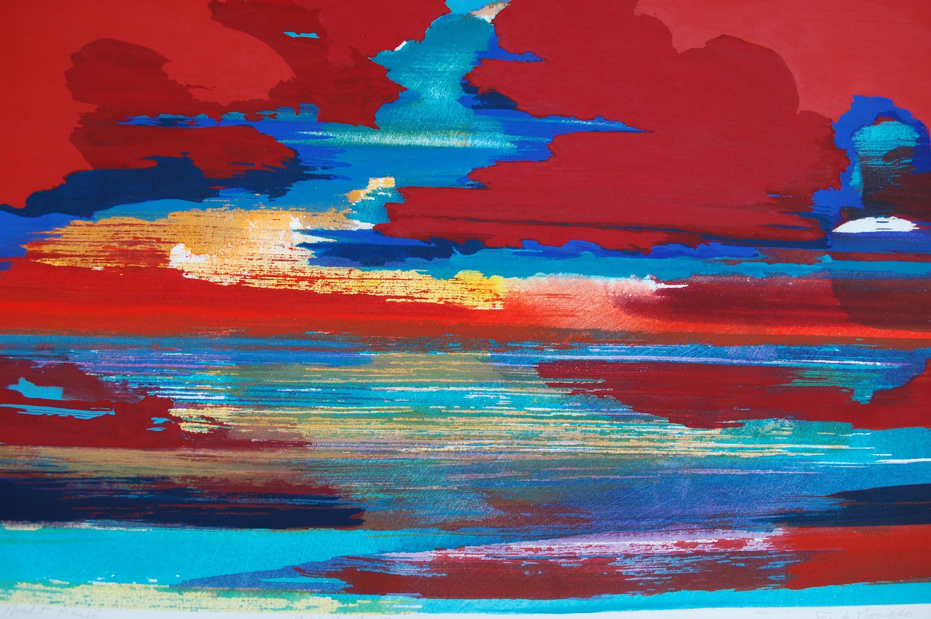 Music de nuit expressionniste abstraite  - Rouge Abstract Painting par Frank Monaco