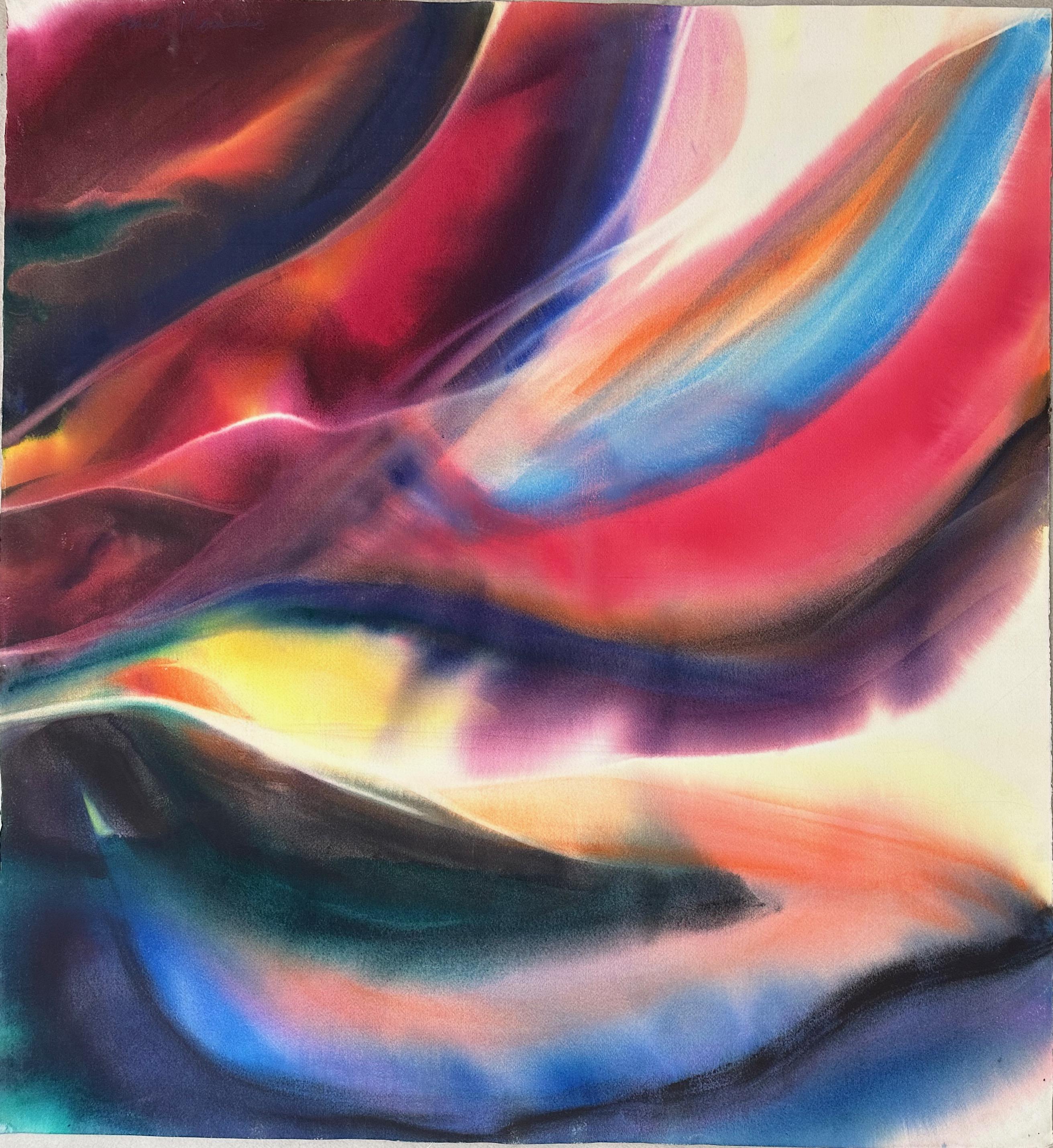 Flame Multi Color Abstract Work On Paper - Painting by Frank Monaco