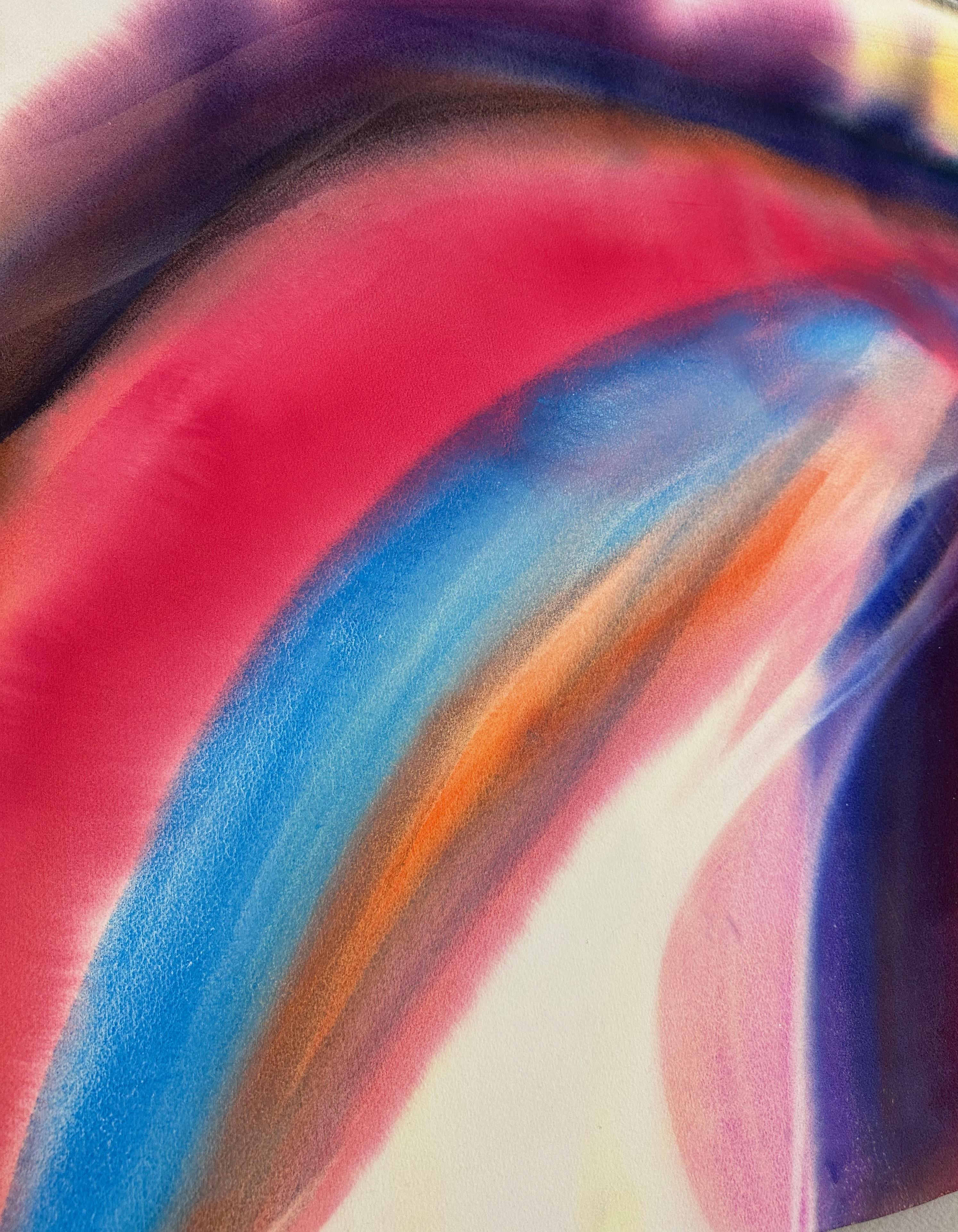Flame Multi Color Abstract Work On Paper - Gray Abstract Painting by Frank Monaco