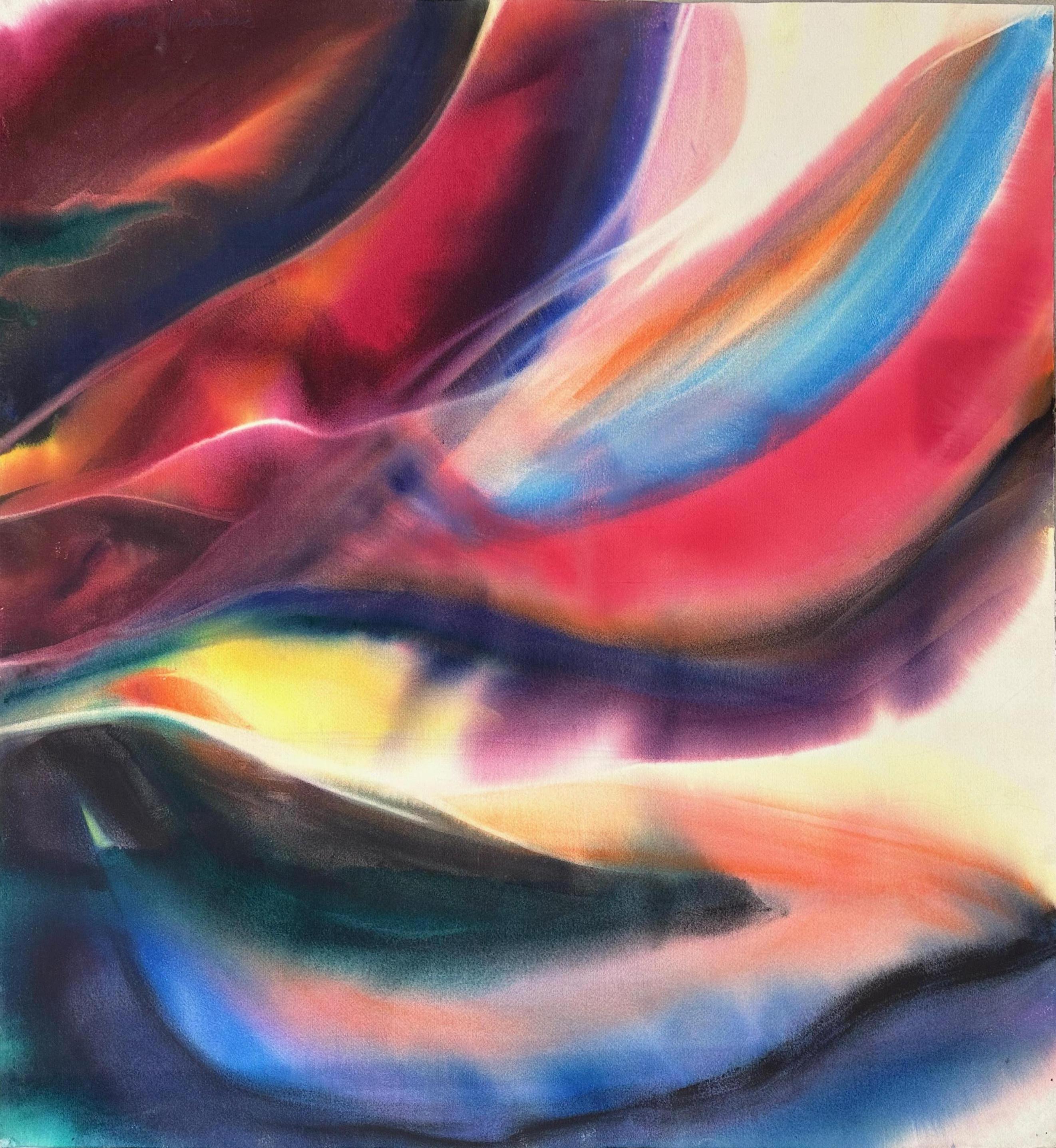 Œuvre abstraite sur papier Flame multicolore