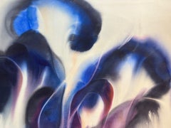 Œuvre abstraite bleue sans titre sur papier