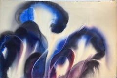 Blaues abstraktes Werk auf Papier ohne Titel