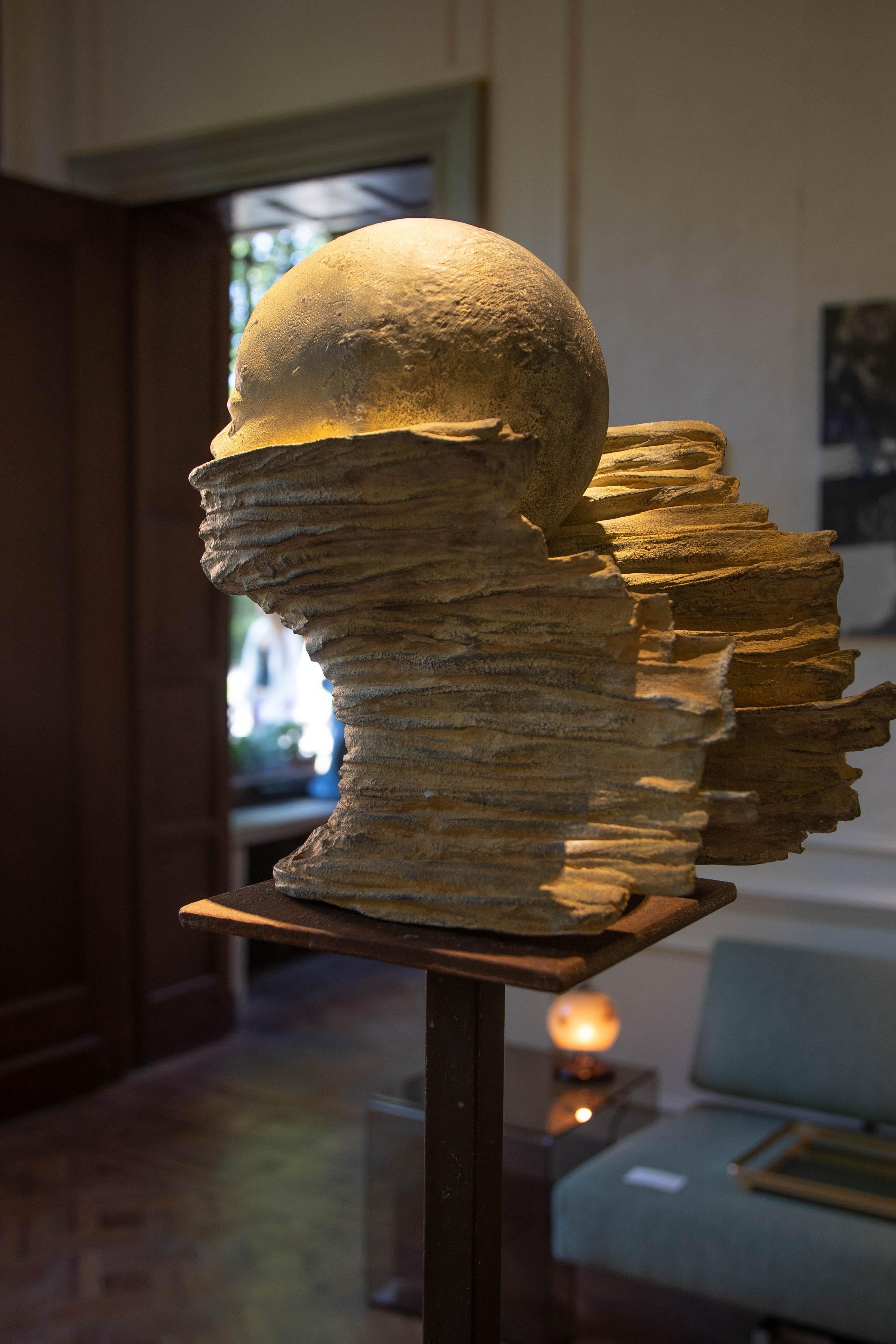 Bronze head artwork, called 'Unspoken words' - Modern Sculpture by Frank Mortier