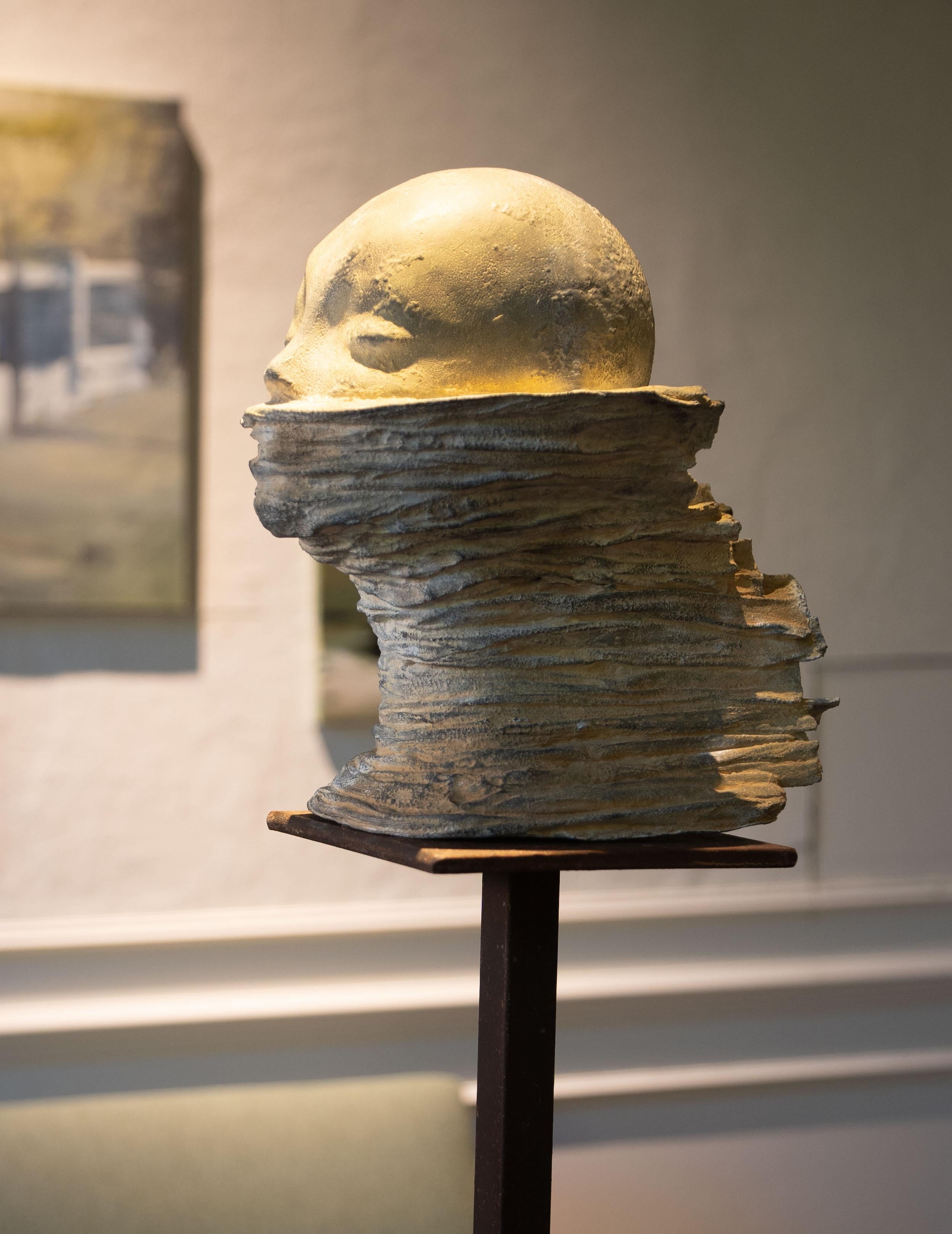 Bronze head artwork, called 'Unspoken words' 1