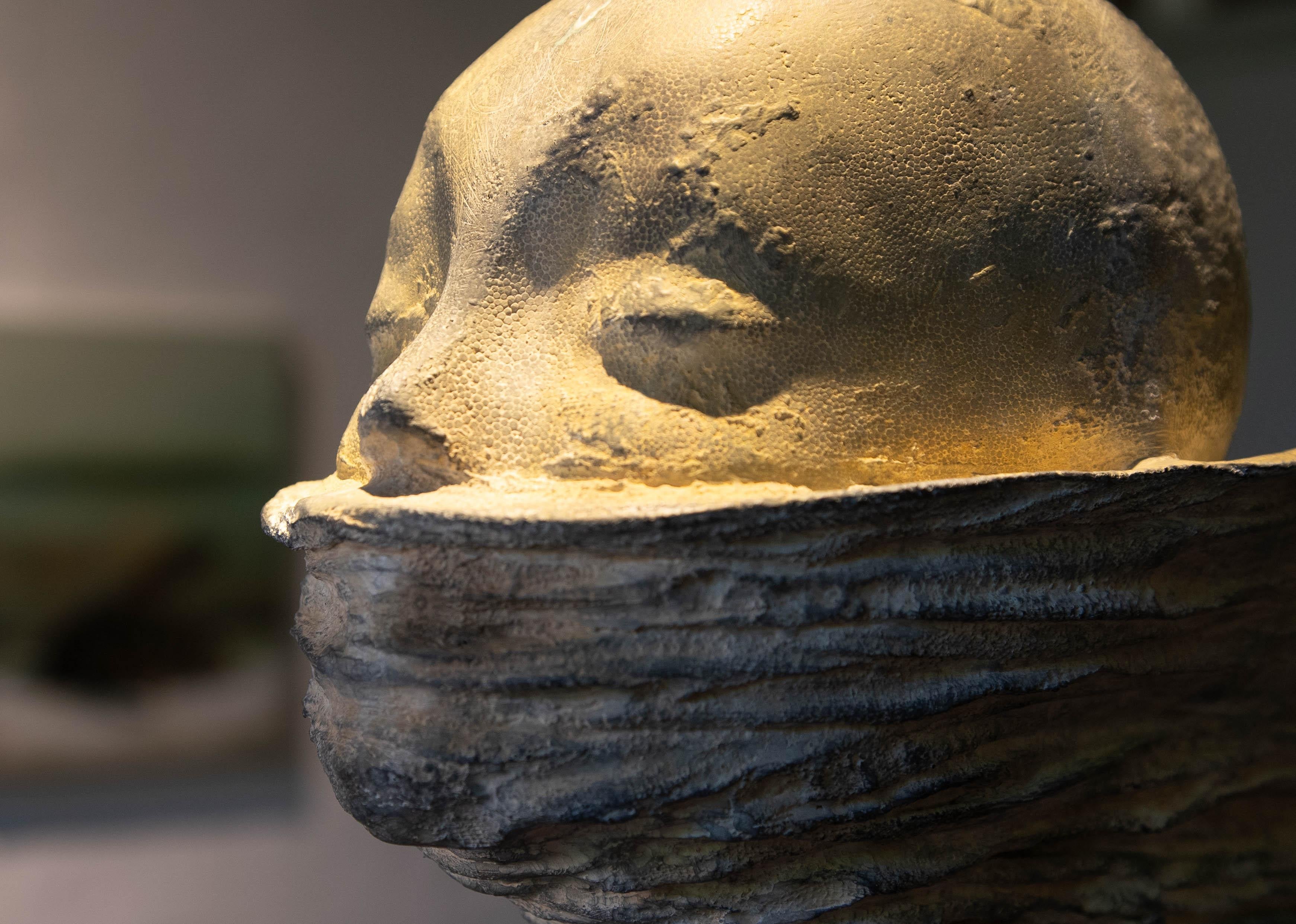 Bronze head artwork, called 'Unspoken words' 3