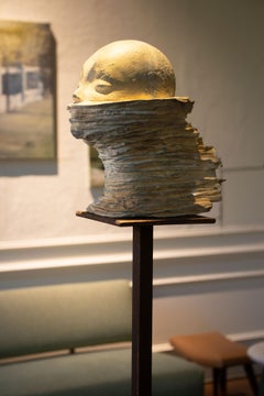 Bronze head artwork, called 'Unspoken words'