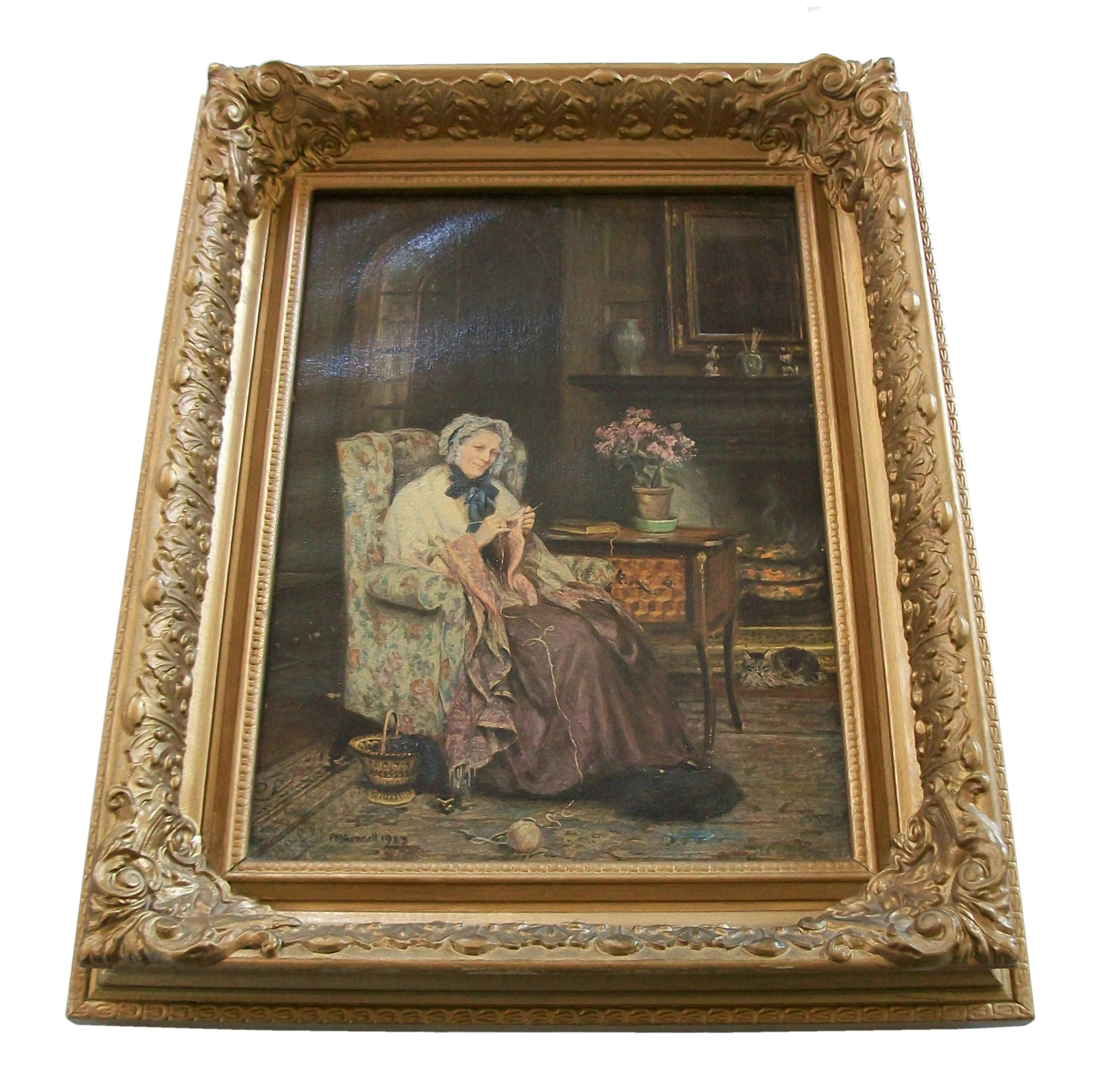 Vittoriano FRANK MOSS BENNETT - 'Joan' - Litografia d'epoca con cornice - K.K. - Metà del XX secolo in vendita