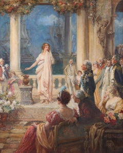 1940 Signed Oil Painting of 'Lady Hamilton and Horatio Nelson' by F.M Bennett