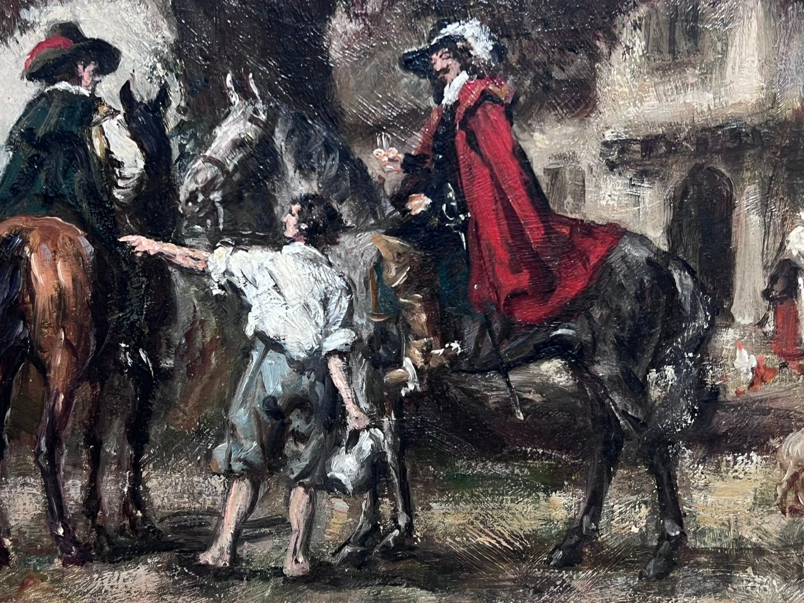 1940's Original British Oil Painting Cavalry Musketeers on Horseback Tavern 2