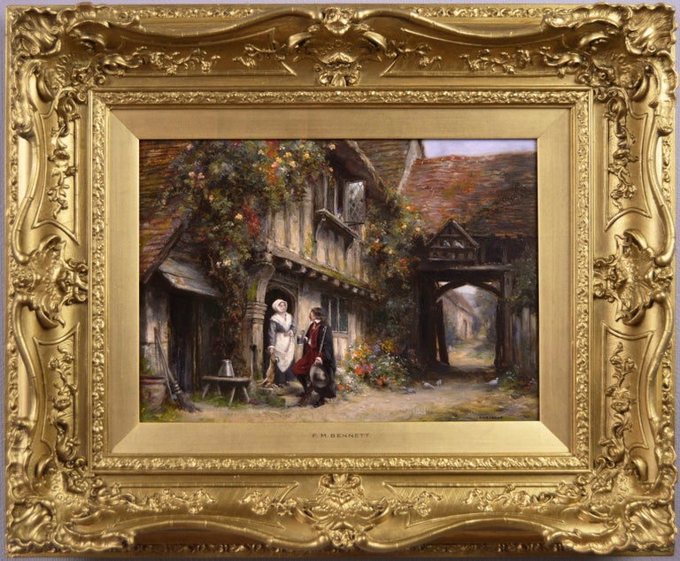 Frank Moss Bennett 19th Century Genre Oil Painting Of A Woman And Hunter Outside A Cottage For Sale At 1stdibs