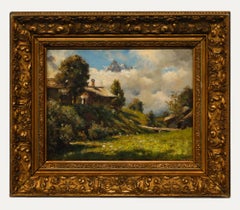 Attribuire. Frank Moss Bennetts (1874-1953) - Olio incorniciato, Chalet sulle Alpi svizzere