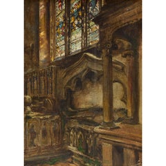 Early 20th Century English Oil Painting of a Chapel by Frank Moss Bennett
