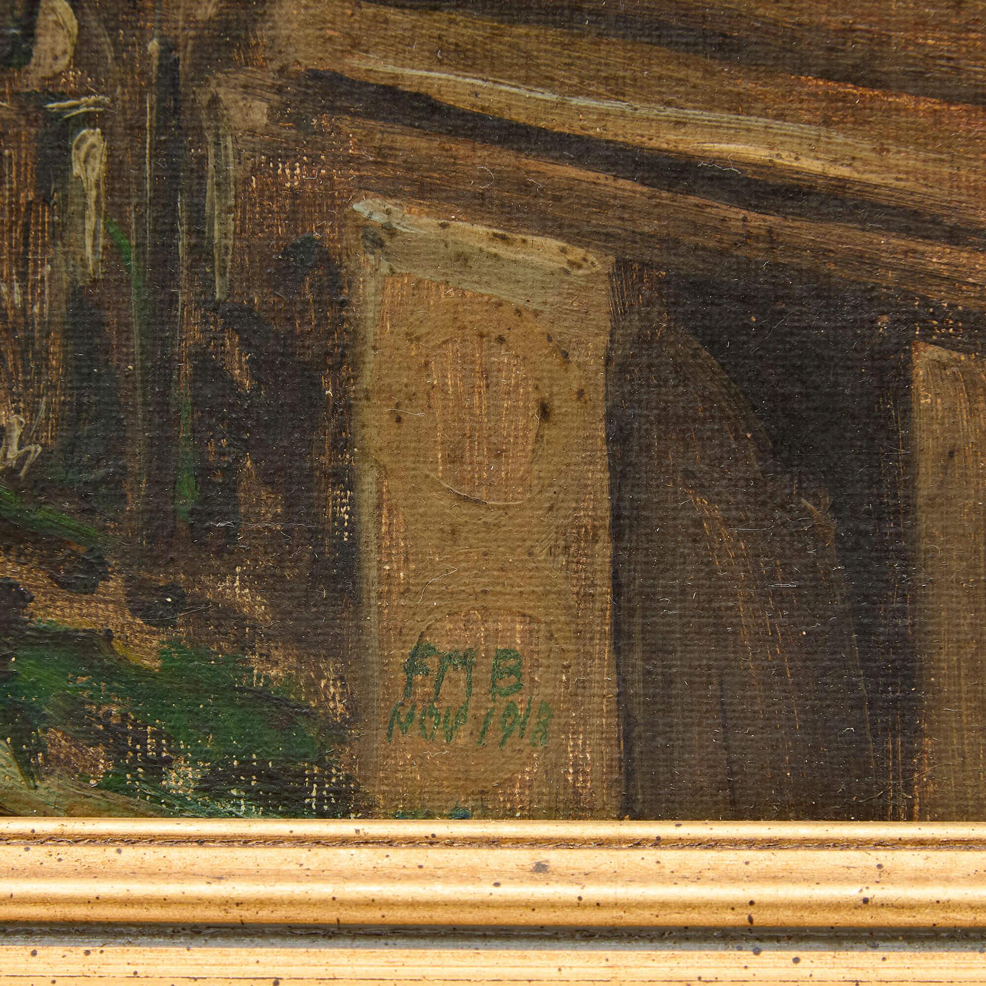 Peinture à l'huile anglaise du début du 20e siècle représentant une chapelle par Frank Moss Bennetts en vente 2