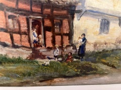 Early Twentieth Century Victorian style Black and White English Village Painting