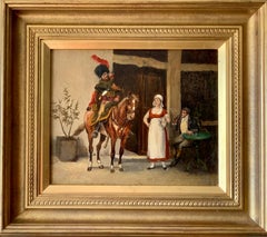 A  French Chasseur a Cheval de la Garde Imperiale, drinking outside a Inn or Pub