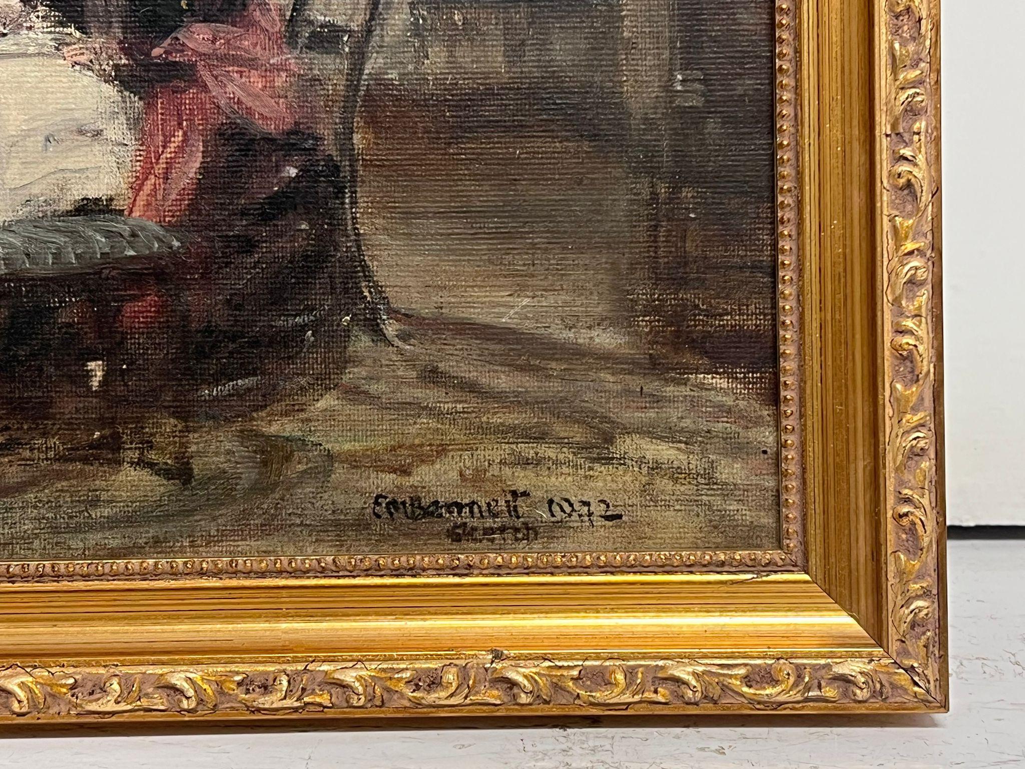 Pittura ad olio britannica elegante Figure georgiane Tè pomeridiano Grande Interno 1