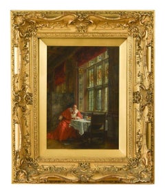 Frank Moss Bennett Cardinal at table oil painting