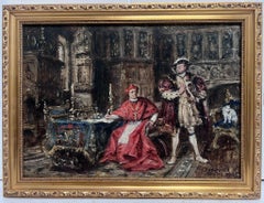 Henry VIII & Cardinal Wolsley Fine Original British Oil Painting signed & dated
